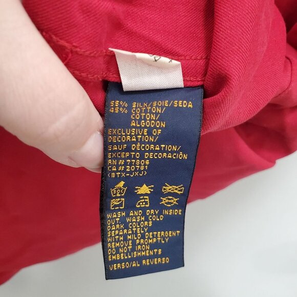 Tommy Hilfiger Golf Men's Y2K Red Silk Blend Short Sleeve Button Up Shirt‎ Sz L - Picture 5 of 6